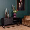 TV-meubel Java Mangohout Zwart Kast Visgraatpatroon 100 cm