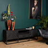 TV-meubel Java Mangohout Zwart Kast Visgraatpatroon 145 cm